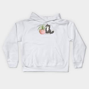 Cat Eating Spider Plant Kids Hoodie